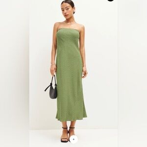 Reformation Strapless Green Joana Dress